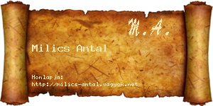 Milics Antal névjegykártya